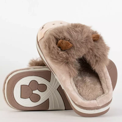 OUTLET Animmes smėlio spalvos bulių šlepetės vaikams - Avalynė