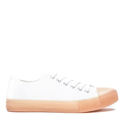 Biało-brązowe trampki na gumowej podeszwie Peach Blow - Obuwie