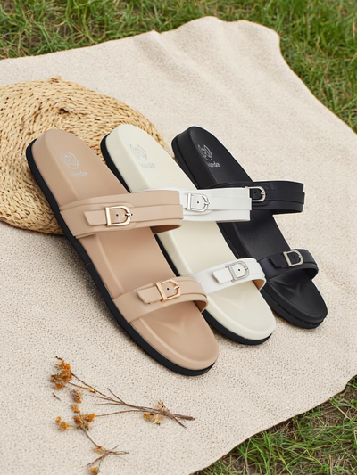 Royalfashion Moteriškos eko odos šlepetės EcoTwins Šlepetės