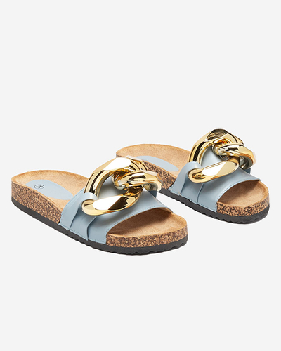 Moteriškos mėlynos šlepetės su Sofig- Footwear dekoracija