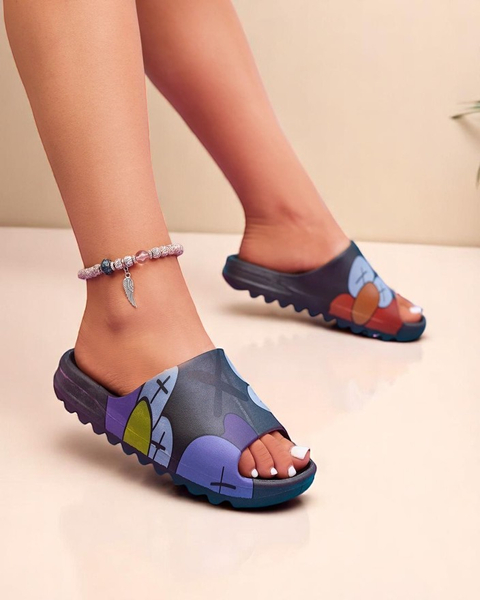 Juodos guminės moteriškos šlepetės su Pfizz spauda - Avalynė