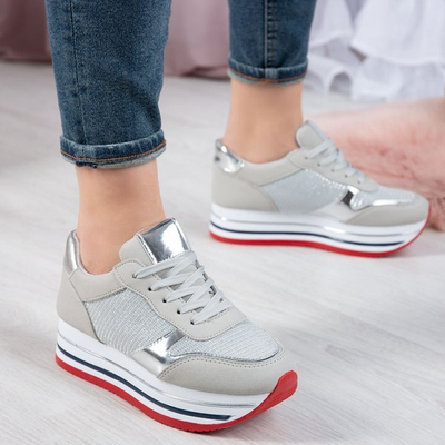 Szare buty sportowe na platformie Lexia - Obuwie