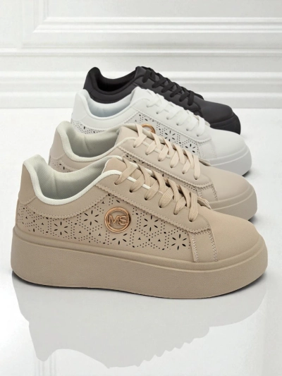 Sneakersy platforma Callista Royalfashion ecru skóra ekologiczna – sztos!