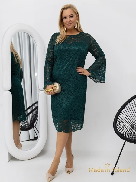 Nėriniuota moteriška midi suknelė su plačiomis rankovėmis Kiss Star