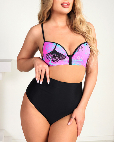 Купальный костюм с принтом с розовым цветом