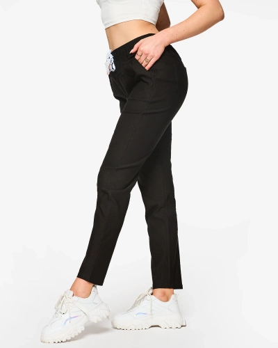 Juodos spalvos tiesios moteriškos kelnės PLUS SIZE- Apranga
