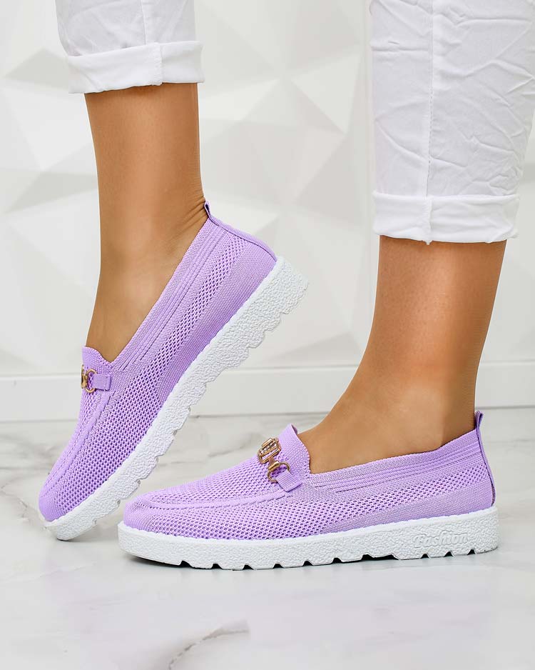 Royalfashion Женские тканевые мокасины с золотым украшением Erticae