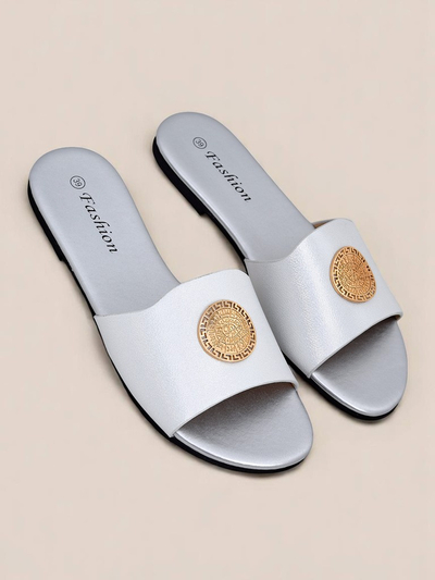 Royalfashion Женские шлепанцы на плоской подошве Golden Slip