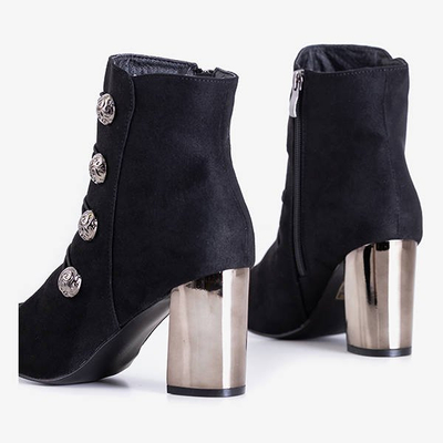 Czarne damskie botki na słupku Leoben - Obuwie