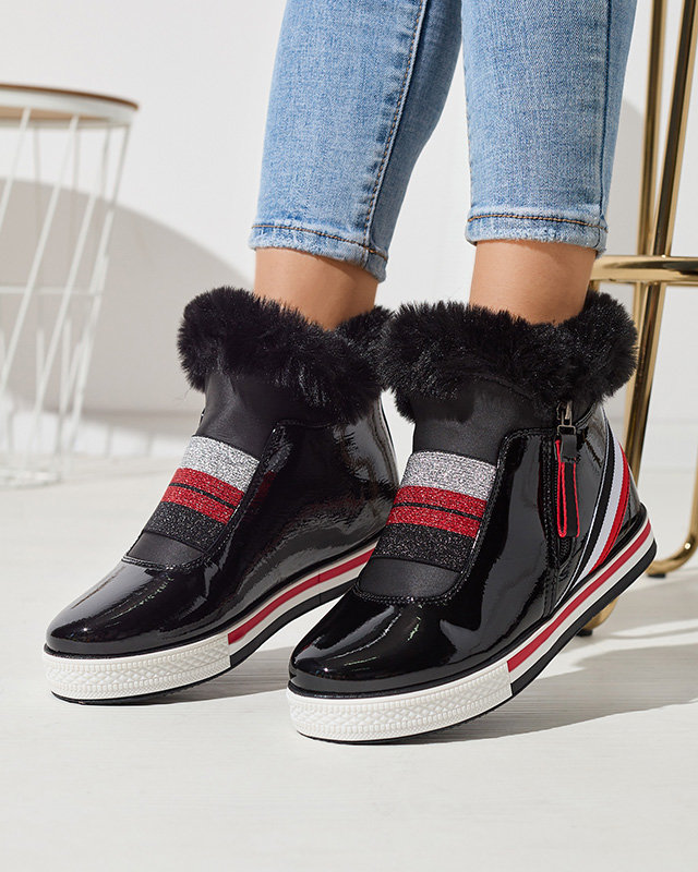 OUTLET Черные женские спортивные сапоги со скрытым каблуком и мехом Gomiu- Footwear