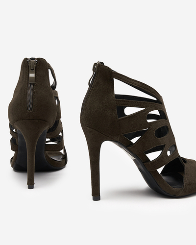 Tamsiai žalios moteriškos basutės ant aukštakulnio Etrop - Avalynė