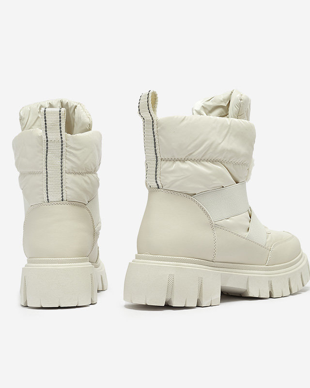 OUTLET Женские сноубутсы на плоской подошве бежевого цвета Ferory- Footwear