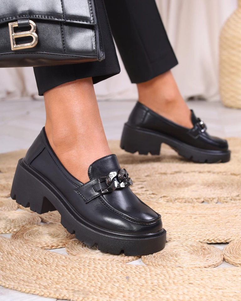 Royalfashion Juodi moteriški mokasinai Lopolla