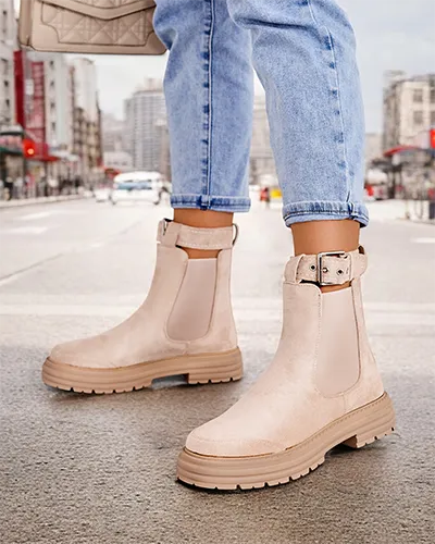 Karališkos mados moteriški kaulinės batai su dekoratyvine juosta Ozzoas