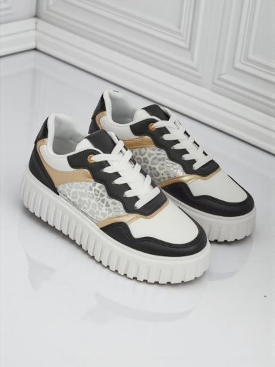 Женские кроссовки Royalfashion Callista платформа черные экокожа размер 40
