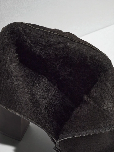 Moteriški eko zomšiniai aulinukai su storu kulnu Zavrina