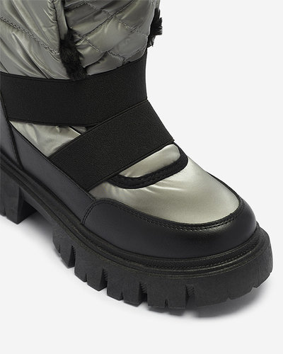 Juodai pilki moteriški sniego batai plokščiu padu "Ferory- Footwear"