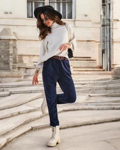 Royalfashion Простые брюки для женщин в стиле бархата