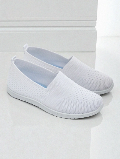 Białe baleriny Ariadne z oddychającej tkaniny