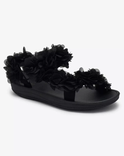 Royalfashion Juodi moteriški sandalai su gėlėmis Alferroy