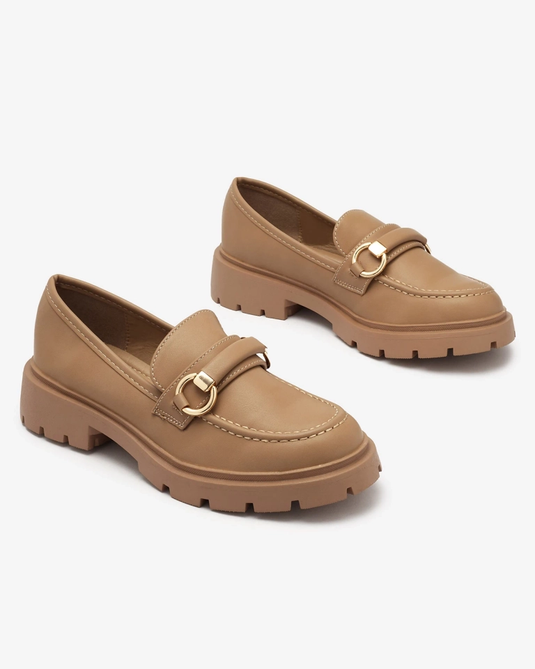 Royalfashion Šviesiai rudi moteriški mokasinai Desise