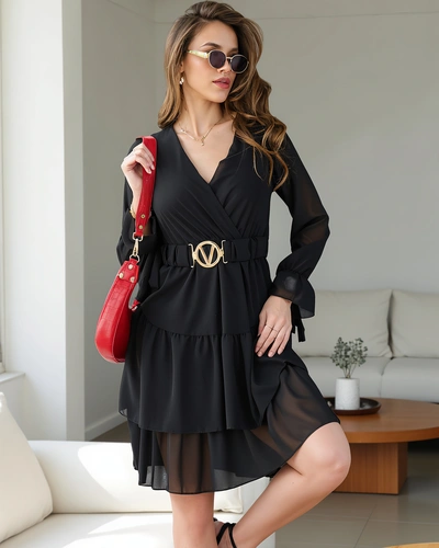 Мини-платье Royalfashion с оборками и обернутым вырезом