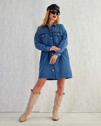 Royalfashion Женское хлопковое мини-платье а'ля деним