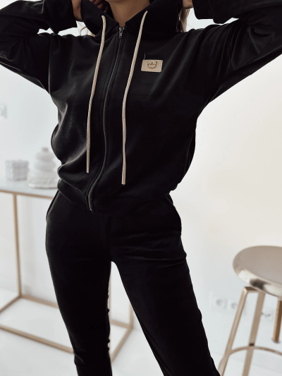 Royalfashion Черный женский велюровый комплект толстовок
