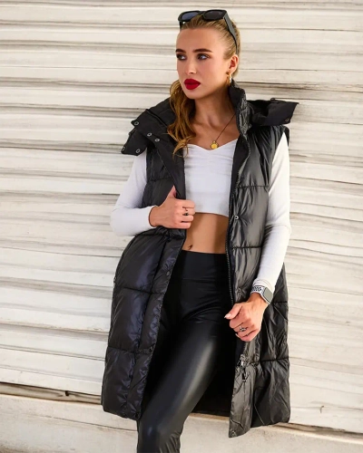 Royalfashion Длинный женский жилет с отстрочкой