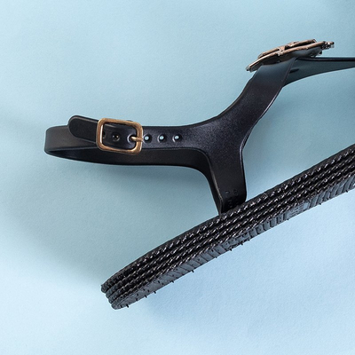 Juodos moteriškos basutės a'la su Porto gėle - Avalynė