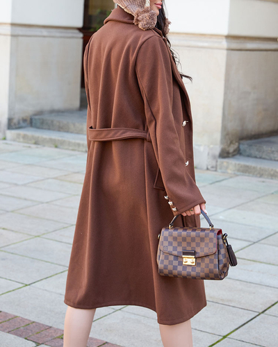 Royalfashion Женское многоярусное коричневое пальто