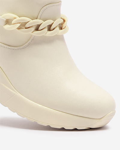 Бежевые женские сапоги на якоре с цепочкой Fefricca- Footwear