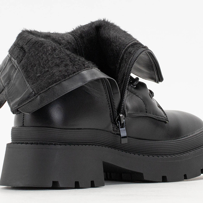 Juodi moteriški plokščiakulniai batai su Sidora ornamentais - Avalynė