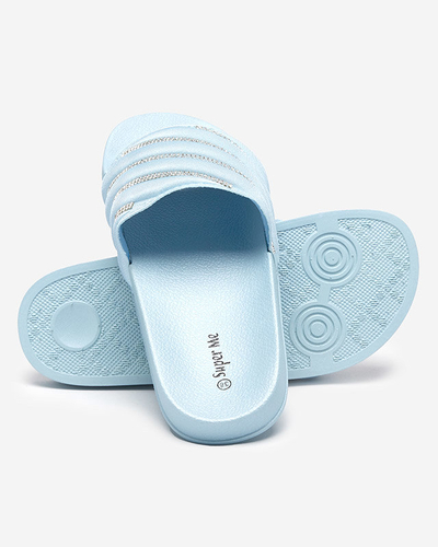 Mėlynos moteriškos šlepetės su kubiniu cirkoniu Mytaris - Avalynė