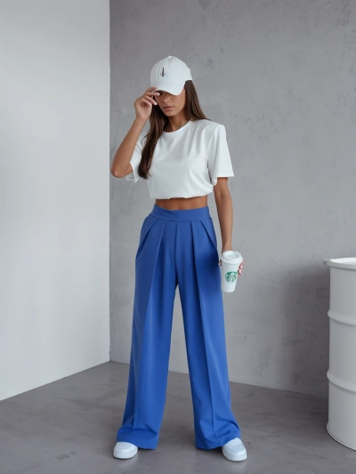 Royalfashion Широкие женщины брюки с складками