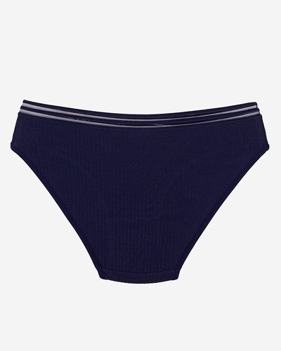 Tamsiai mėlynos medvilnės moteriškos kelnaitės, dryžuotos kelnaitės - Apatiniai