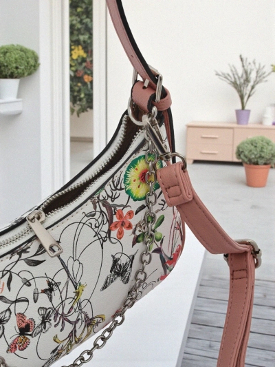 Royalfashion Maža moteriška rankinė iš eko odos su gėlių raštu Lily Bloom