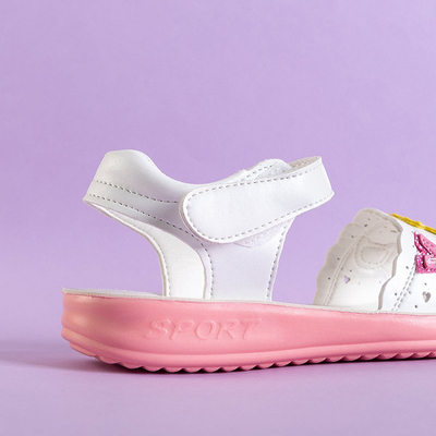Белые детские босоножки на липучках Yksa