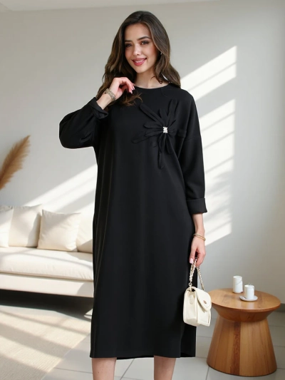 Royalfashion Moteriška midi suknelė, oversized, su gėlėmis