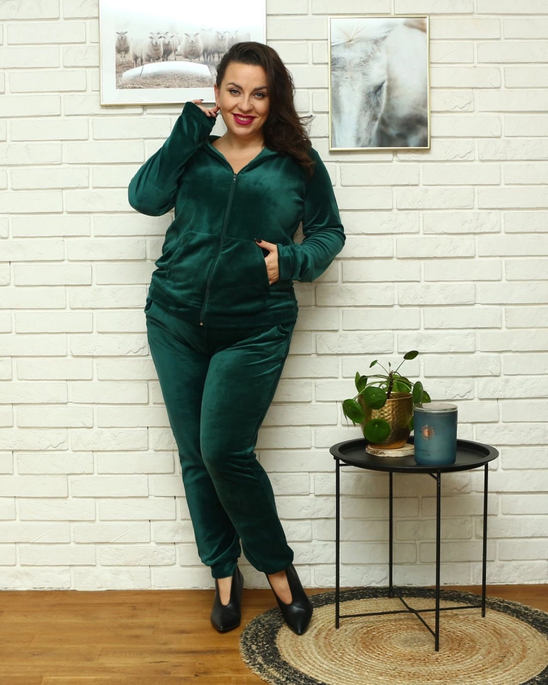 Royalfashion Tamsiai žalias moteriškas sportinio kostiumo komplektas PLUS SIZE