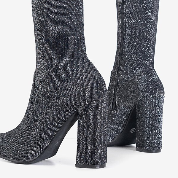 Ботинки женские графитовые блестящие на столбе Гослава - Обувь