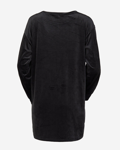 Длинная черная женская туника с цирконами