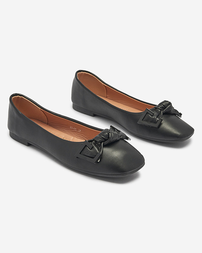 Juodi moteriški balerinai su dekoru ant nosies "Caxien- Footwear"