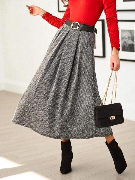 Karališkoji mados Moterų vidutinio ilgio sijonas