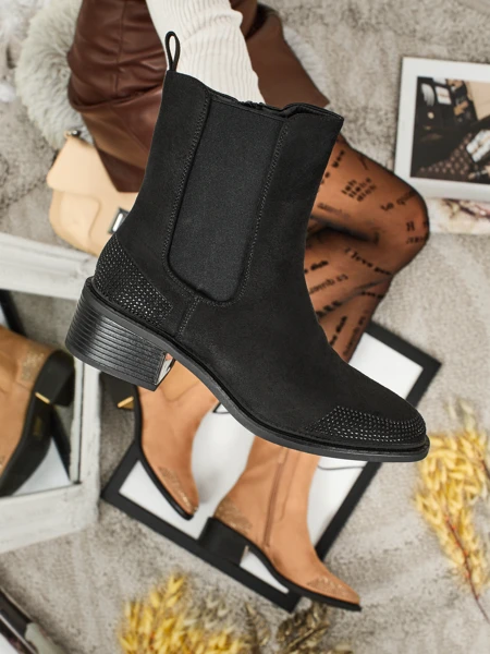 Moteriški eko zomšiniai aulinukai dekoruoti cirkoniais TangleMist