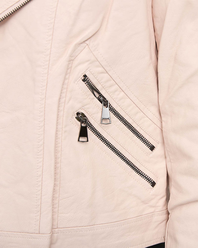 Šviesiai rožinės spalvos moteriška eko odos striukė ramon - Apranga