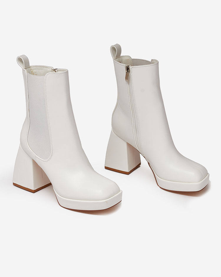 Royalfashion Белые женские сапоги на шпильке Farhera