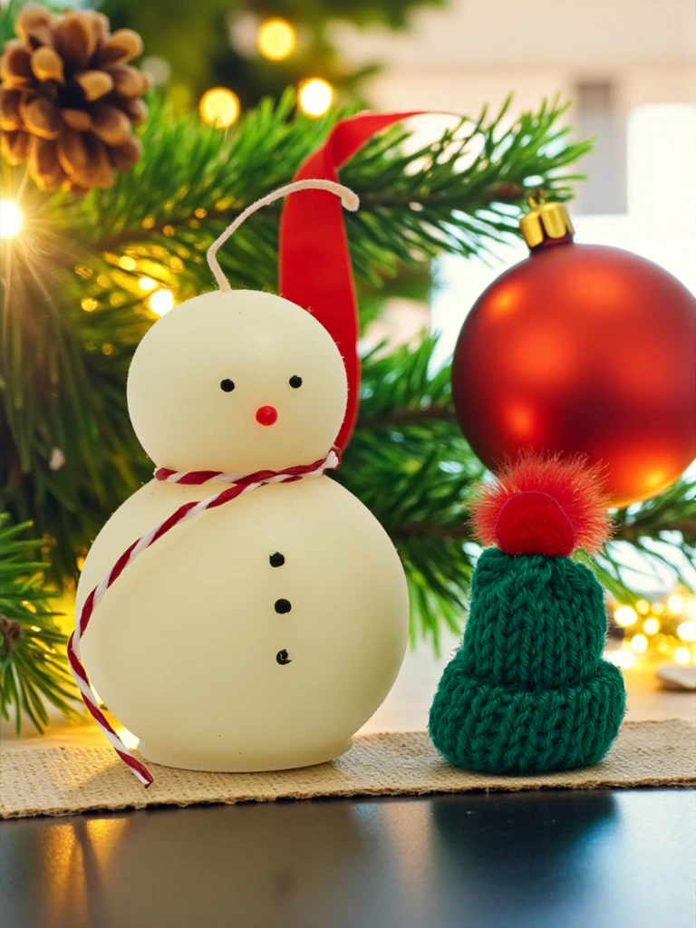 Праздничная ароматическая свеча "Снежный Снеговик"