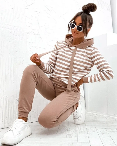 Royalfashion Женский хлопковый комплект в полоску