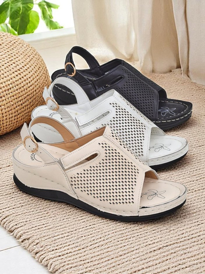 Royalfashion Damskie sandały na niskim koturnie Mira – totalny sztos!